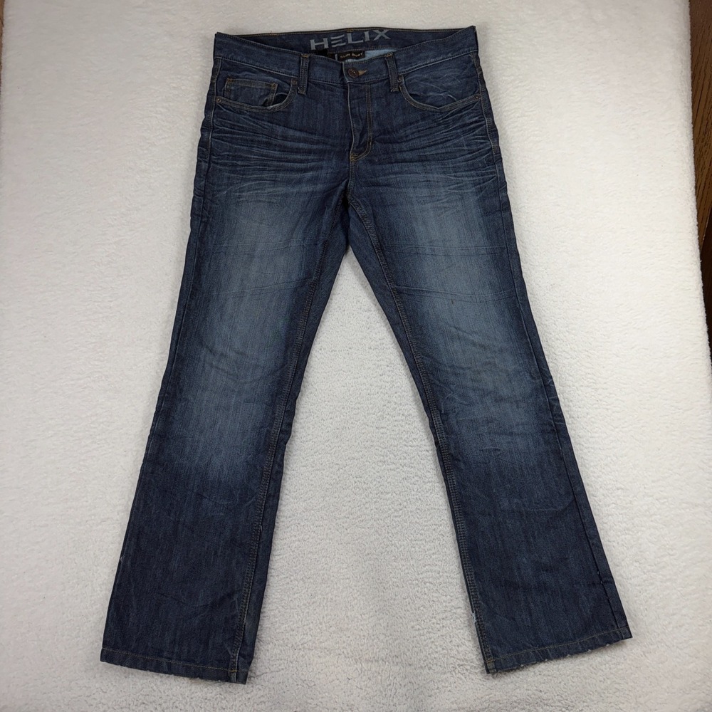 Helix Jeans Mens 34x30 (36x31) Dark Wash Denim Slim Boot Cowboy Moto Grunge
